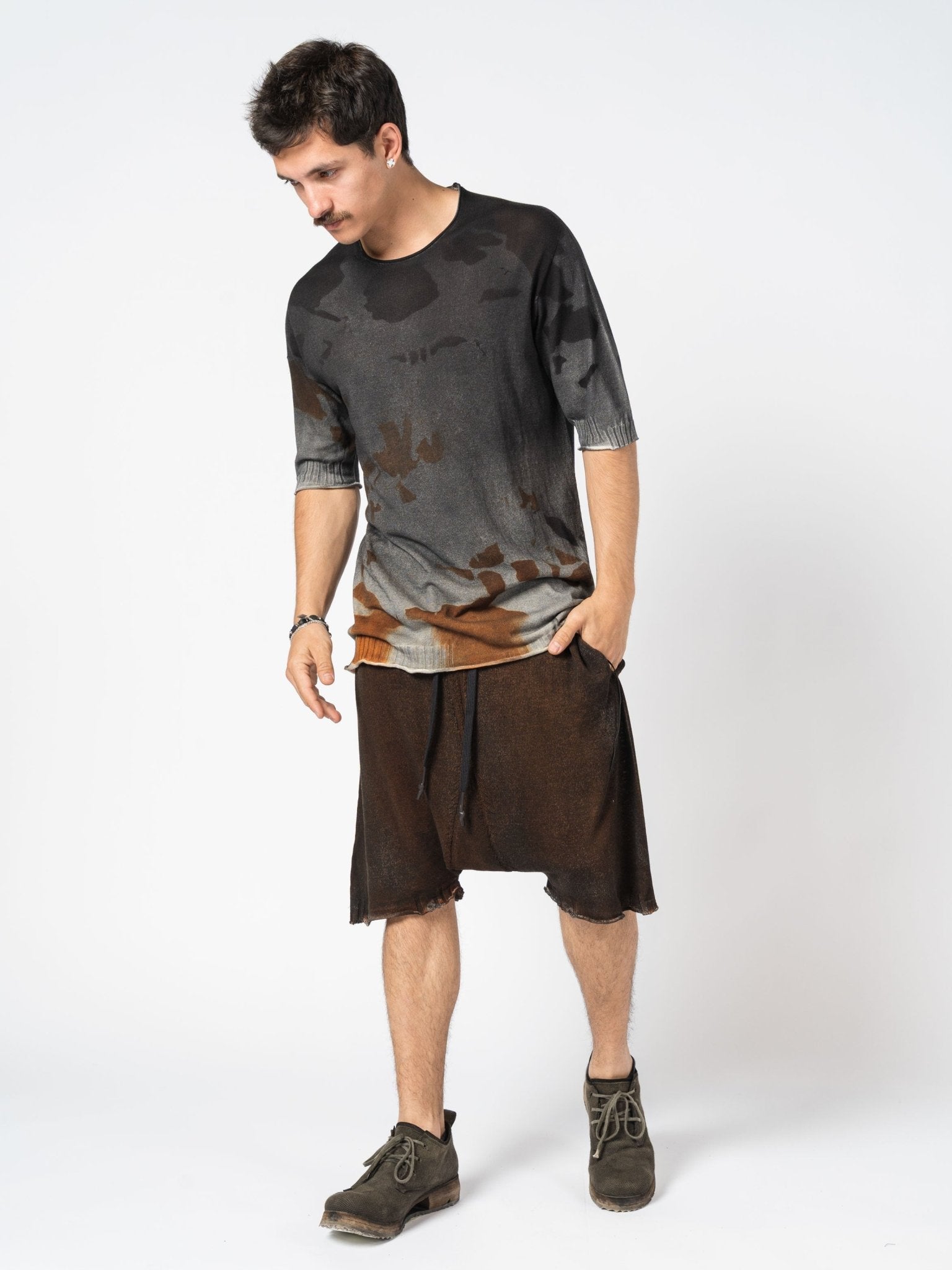Crewneck Knit Tee with Abstract Dye - by MD75