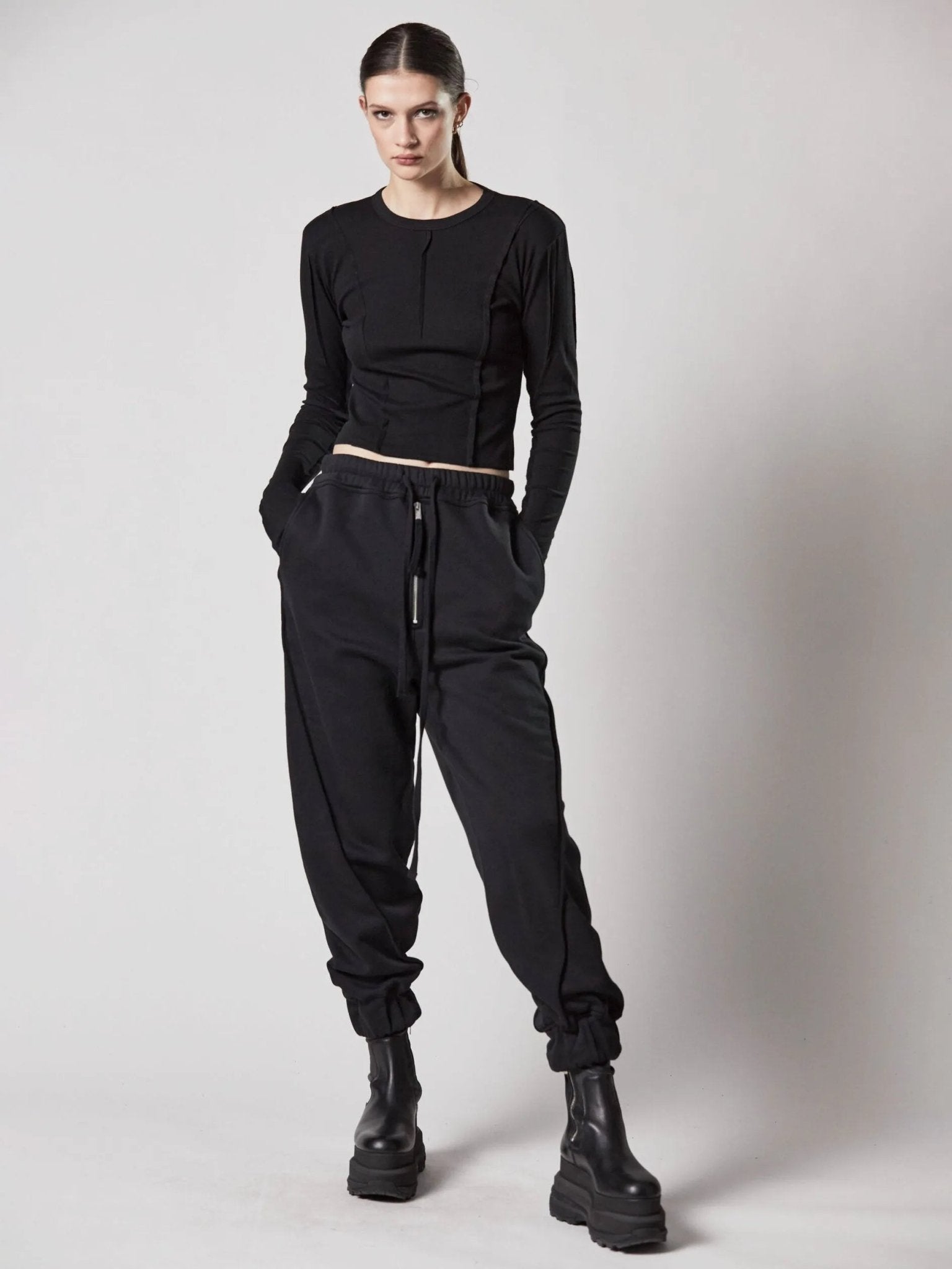 Cropped round neck T shirt - by THOM KROM