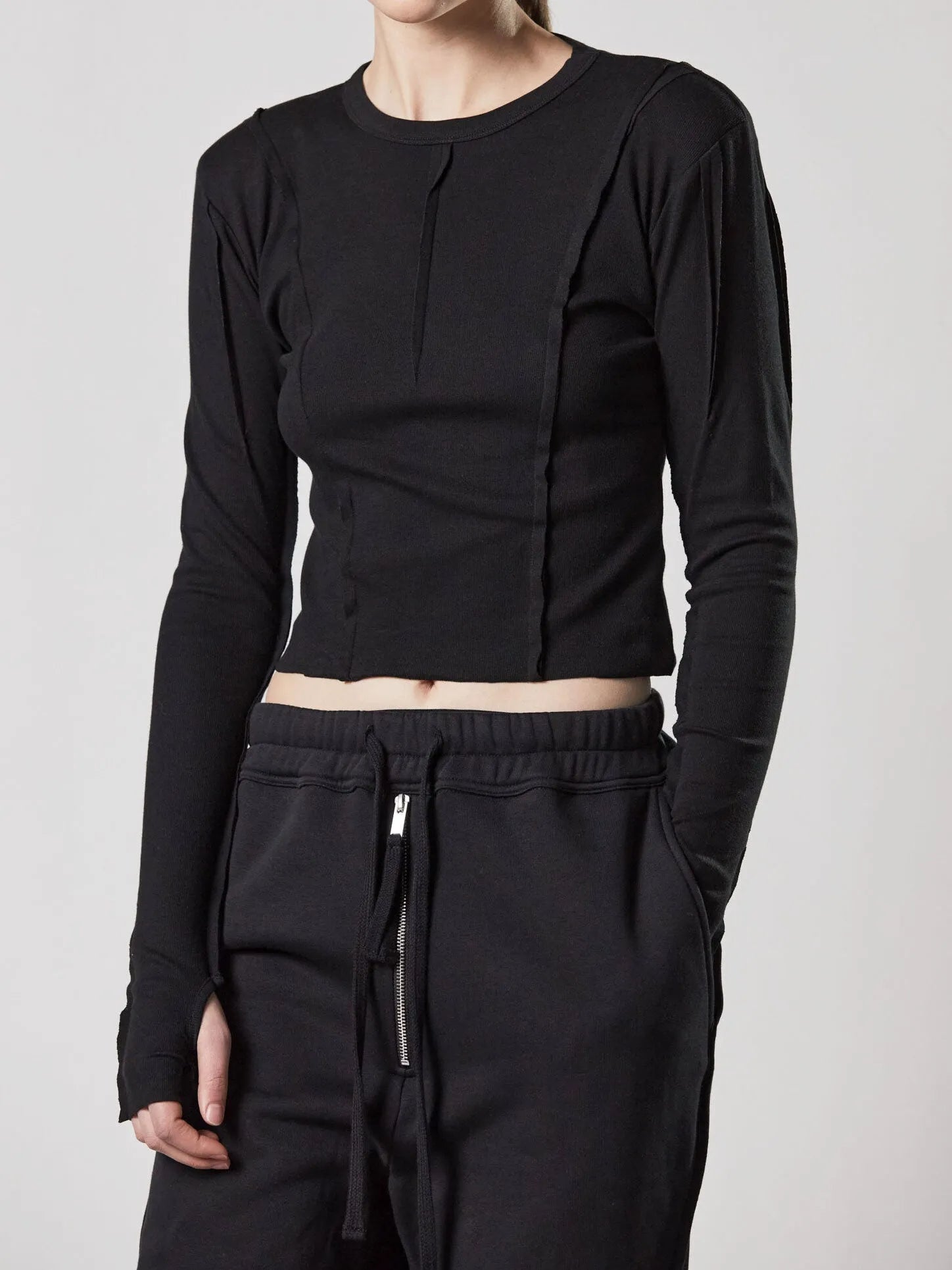 Cropped round neck T shirt - by THOM KROM