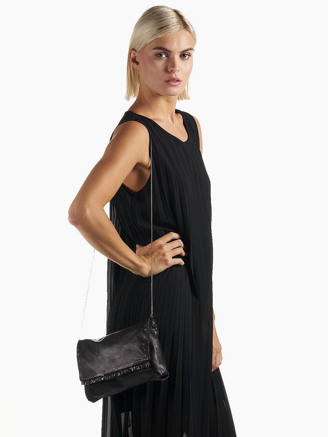 Crossbody Bag with Silver Leaf Detail - by DANIELE BASTA