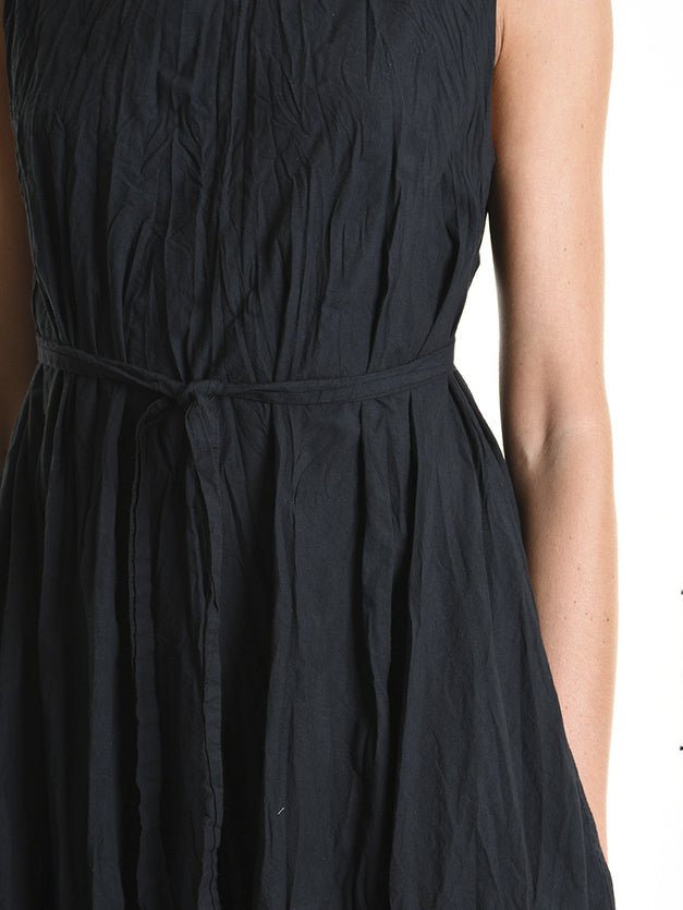 Crumpled Flared Dress with Waist Sash - by LA HAINE INSIDE US
