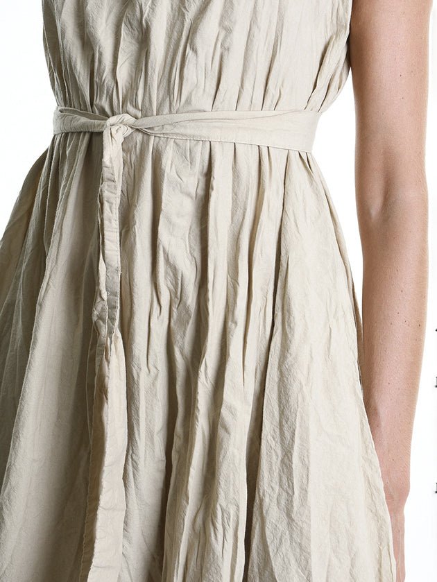 Crumpled Flared Dress with Waist Sash - by LA HAINE INSIDE US