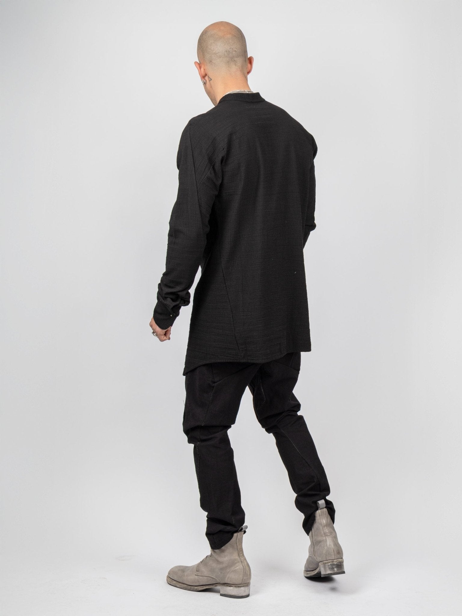 Dandy Micro Ondes Organic Cotton Overshirt — Black - by Isaac Sellam