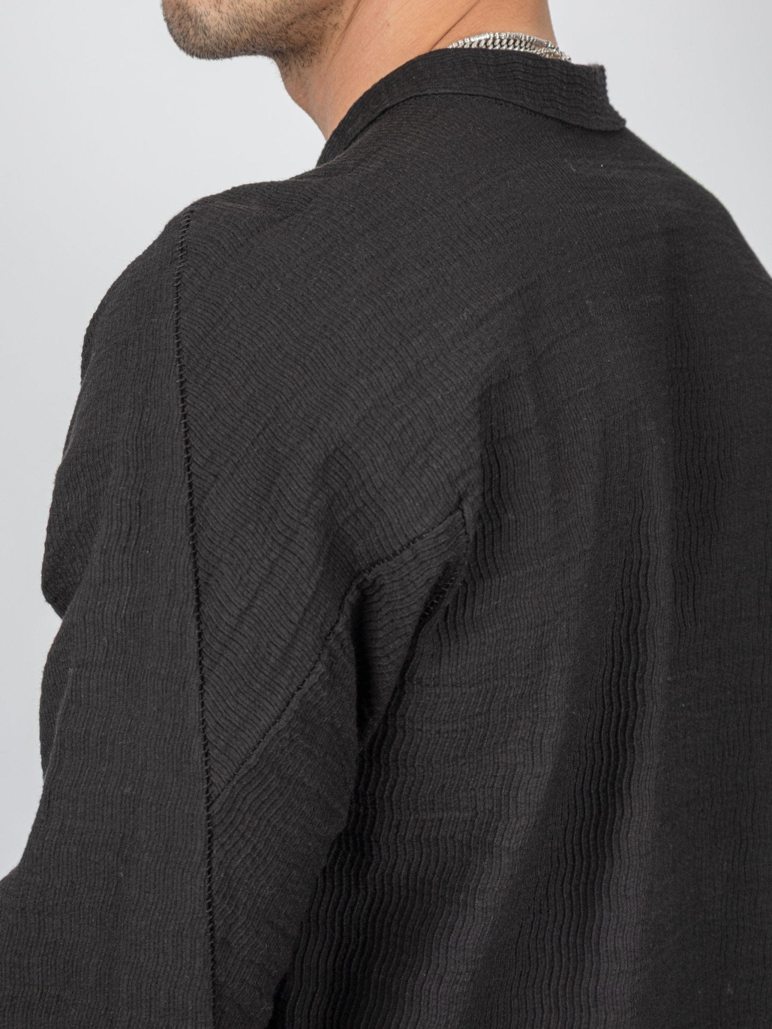 Dandy Micro Ondes Organic Cotton Overshirt — Black - by Isaac Sellam