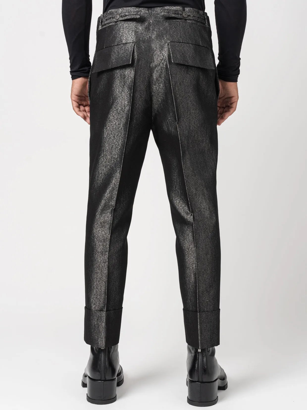 Denim Lamé Trousers - by SAPIO