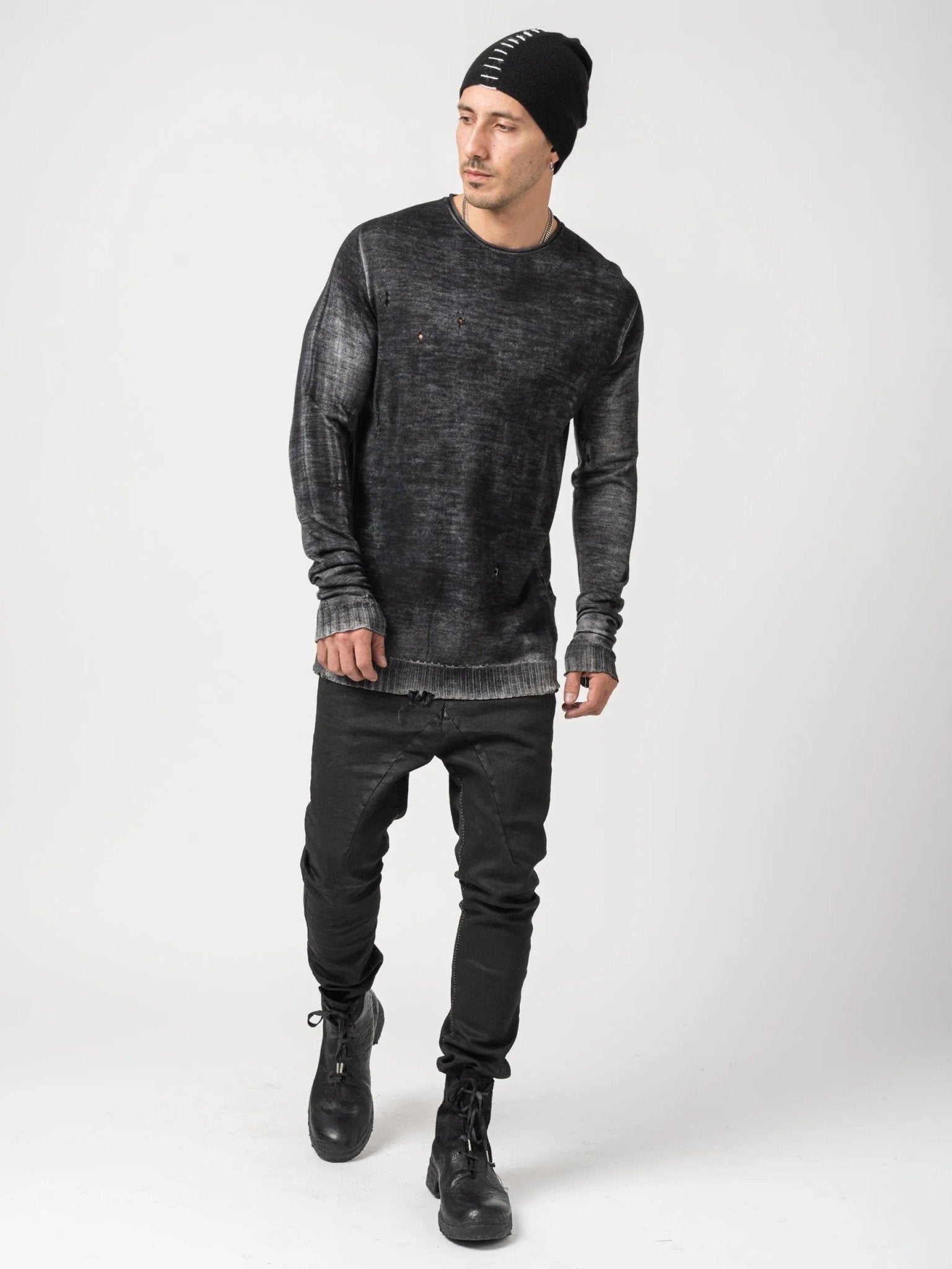 Destroyed Thin Wool Sweater - by MD75