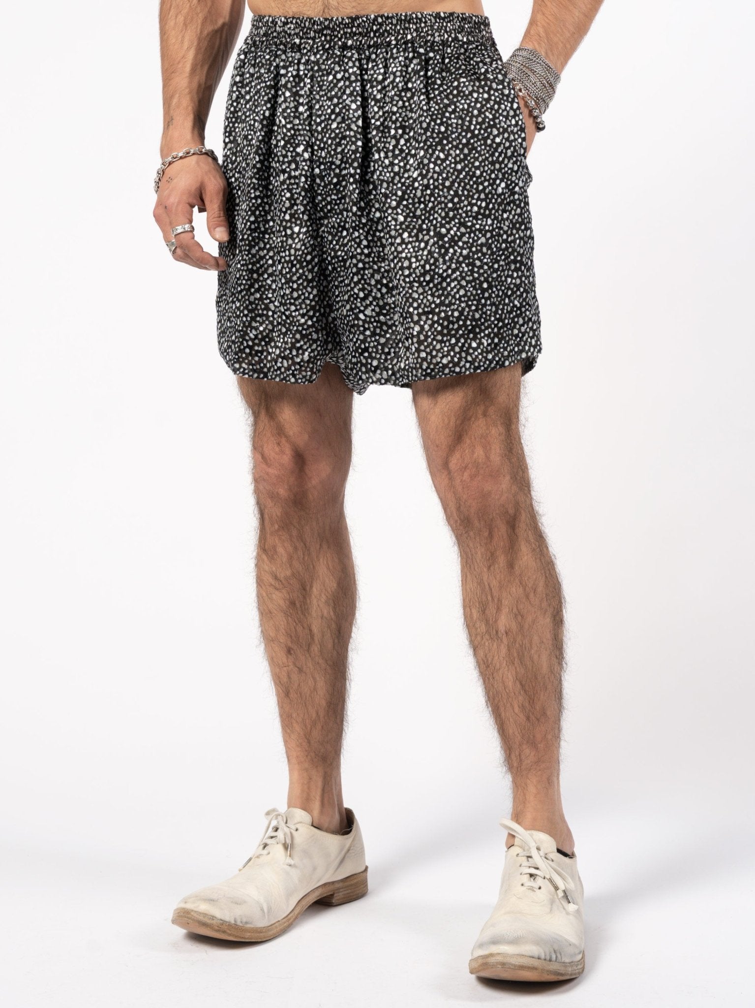 Devoré Pattern Elastic Shorts - Italian semi-sheer summer piece by SAPIO