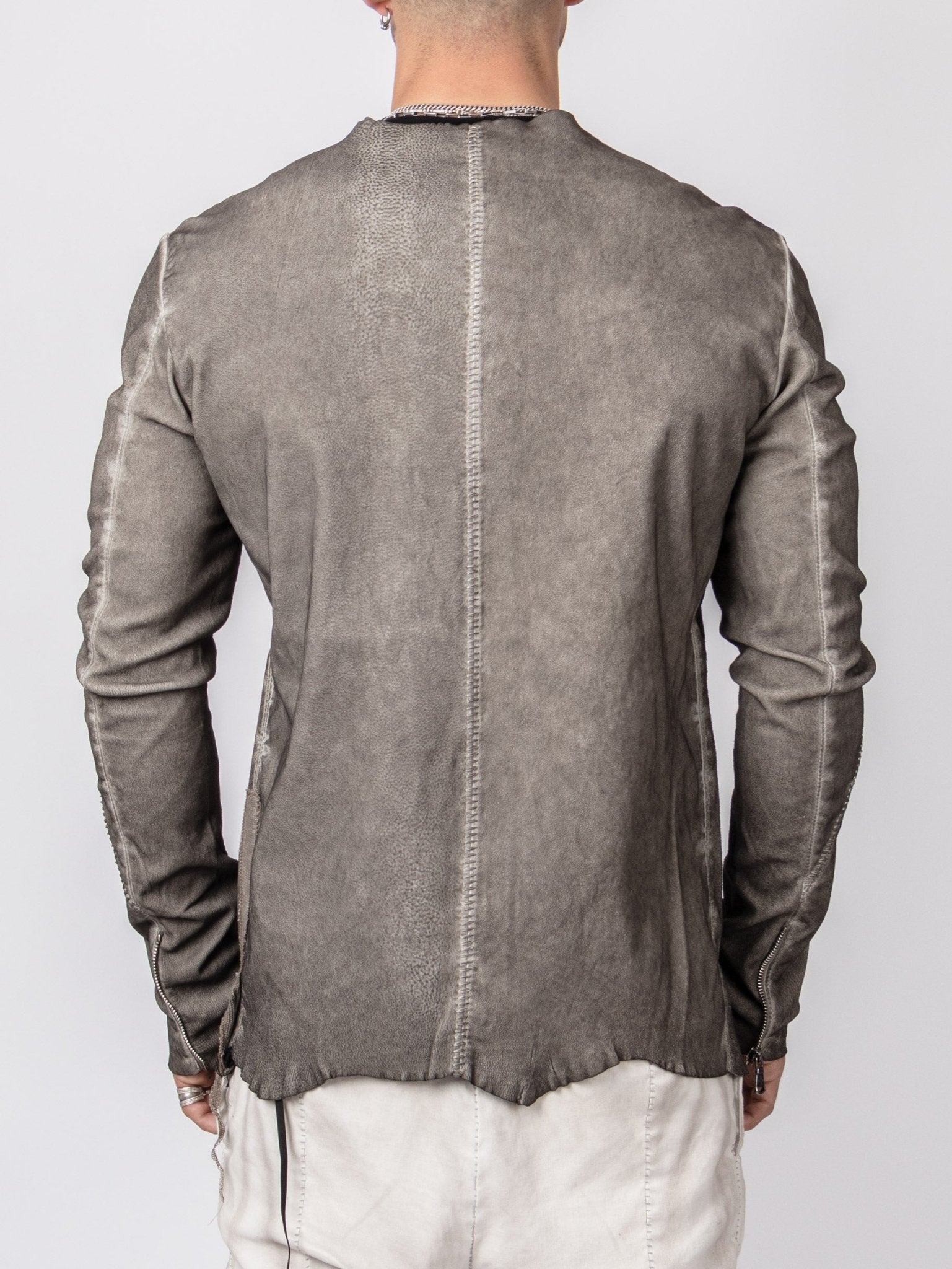 Distressed Leather Zip Jacket - by MD75