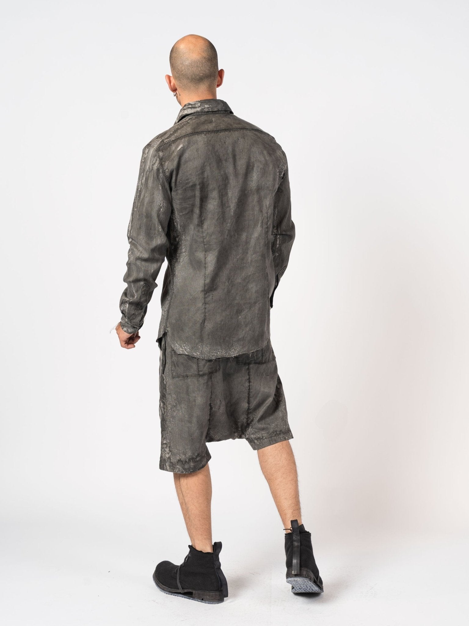 Distressed Linen Blend Shirt - by MD75