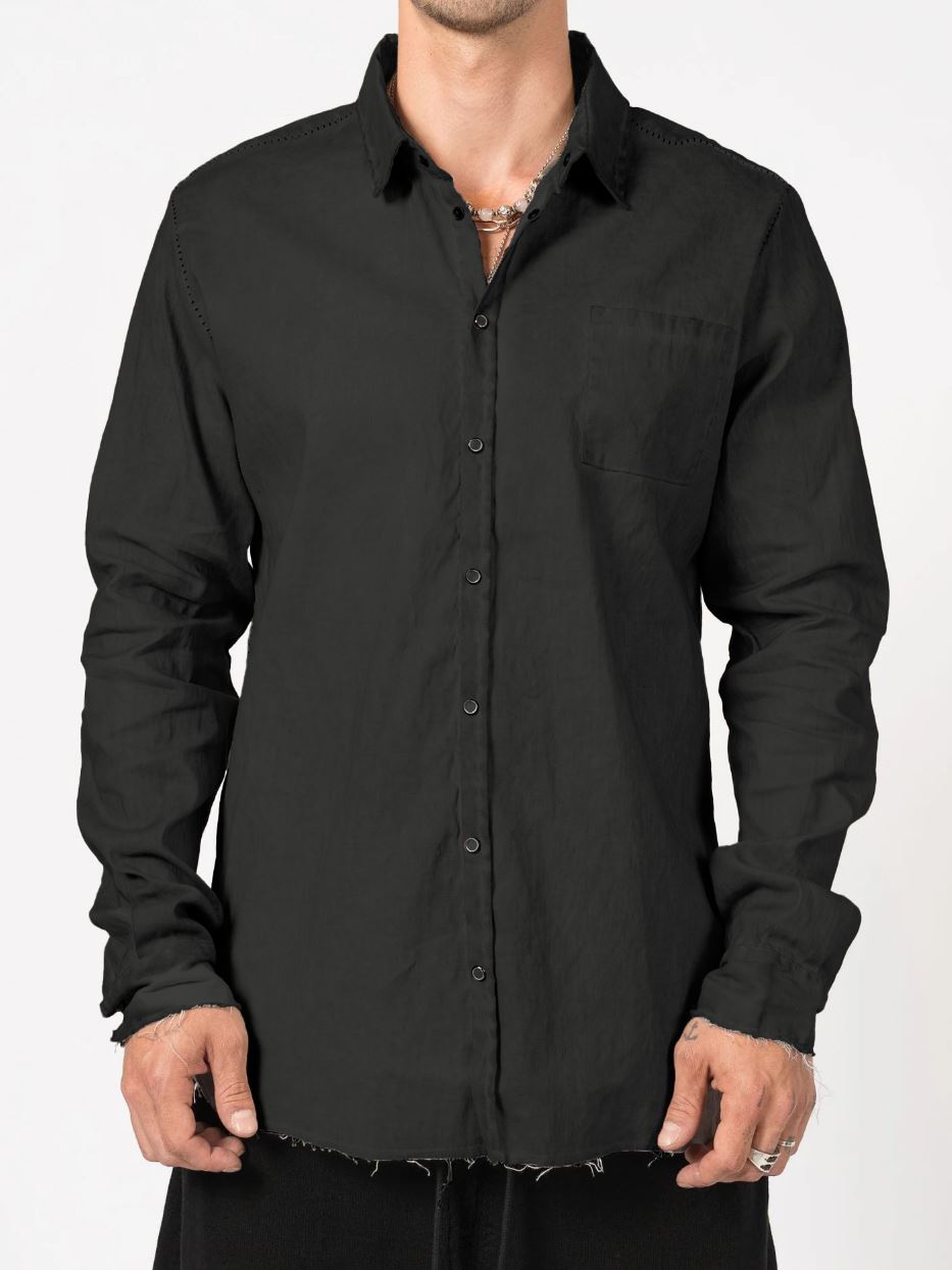 Distressed Linen Blend Shirt - by MD75