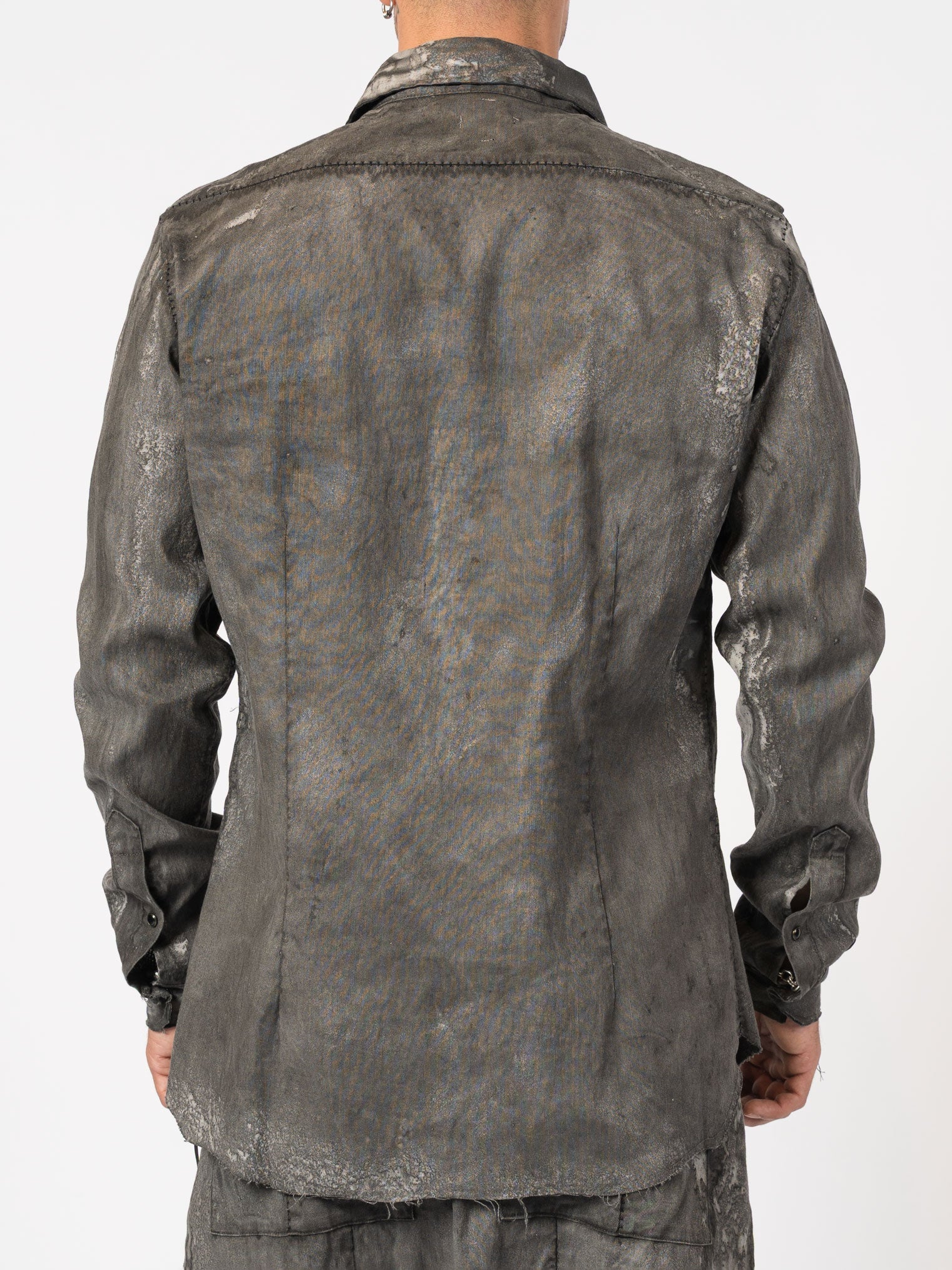 Distressed Linen Blend Shirt - by MD75