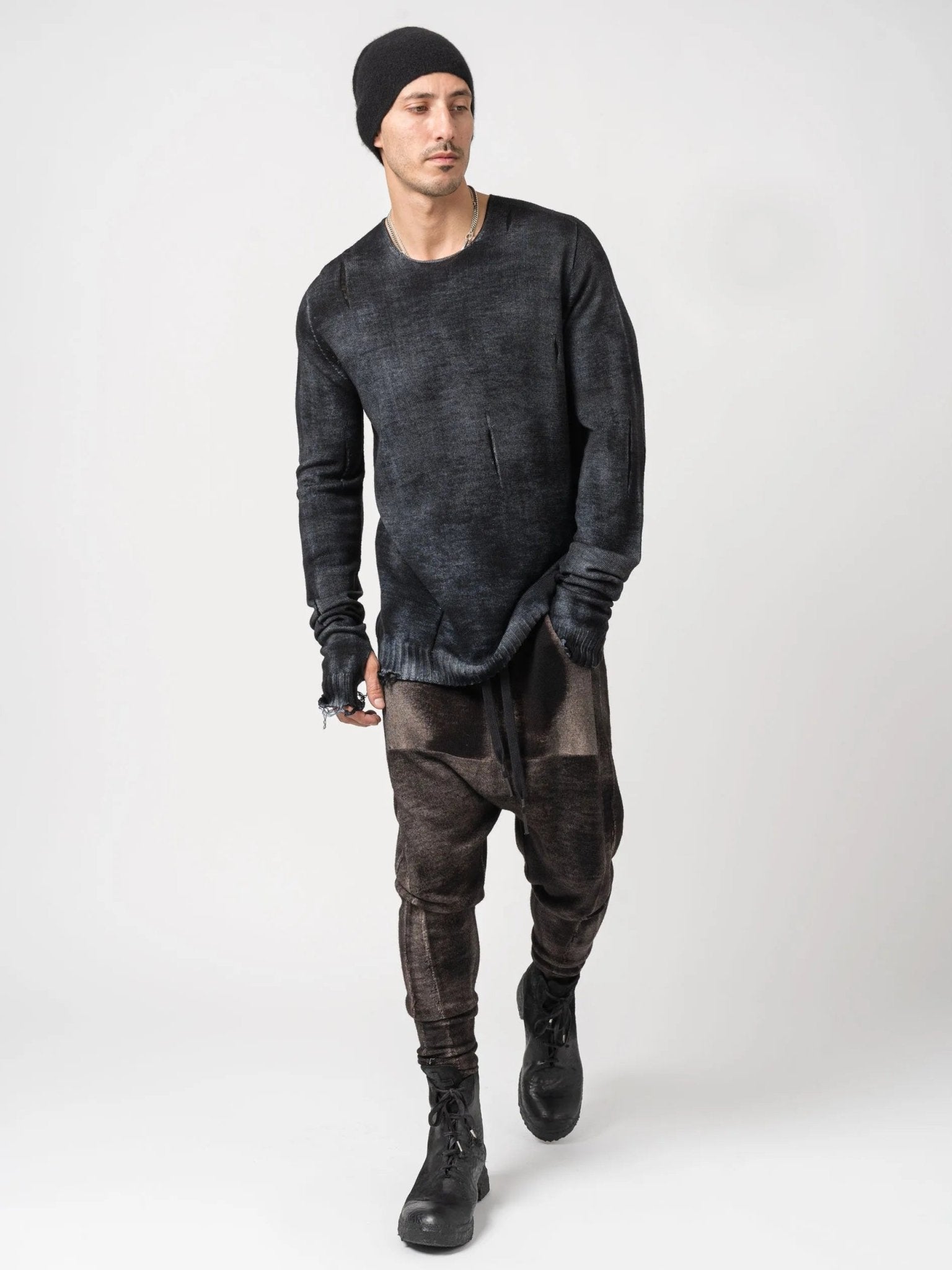 Distressed Medium Wool Sweater - by MD75
