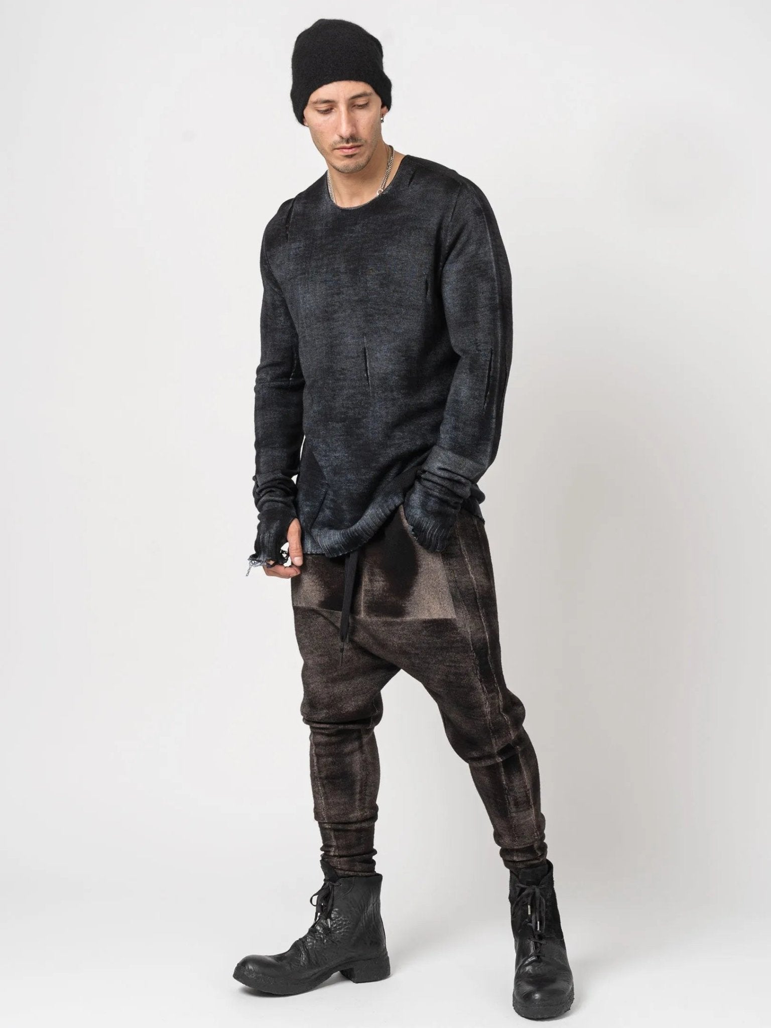 Distressed Medium Wool Sweater - by MD75