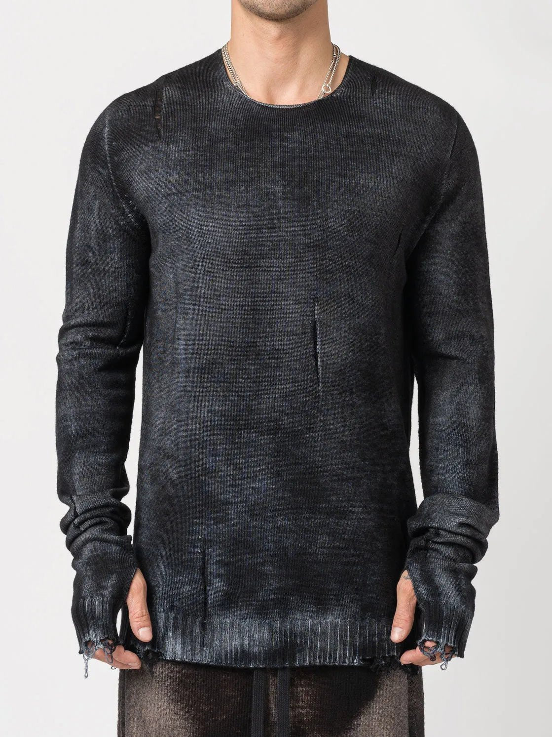 Distressed Medium Wool Sweater - by MD75