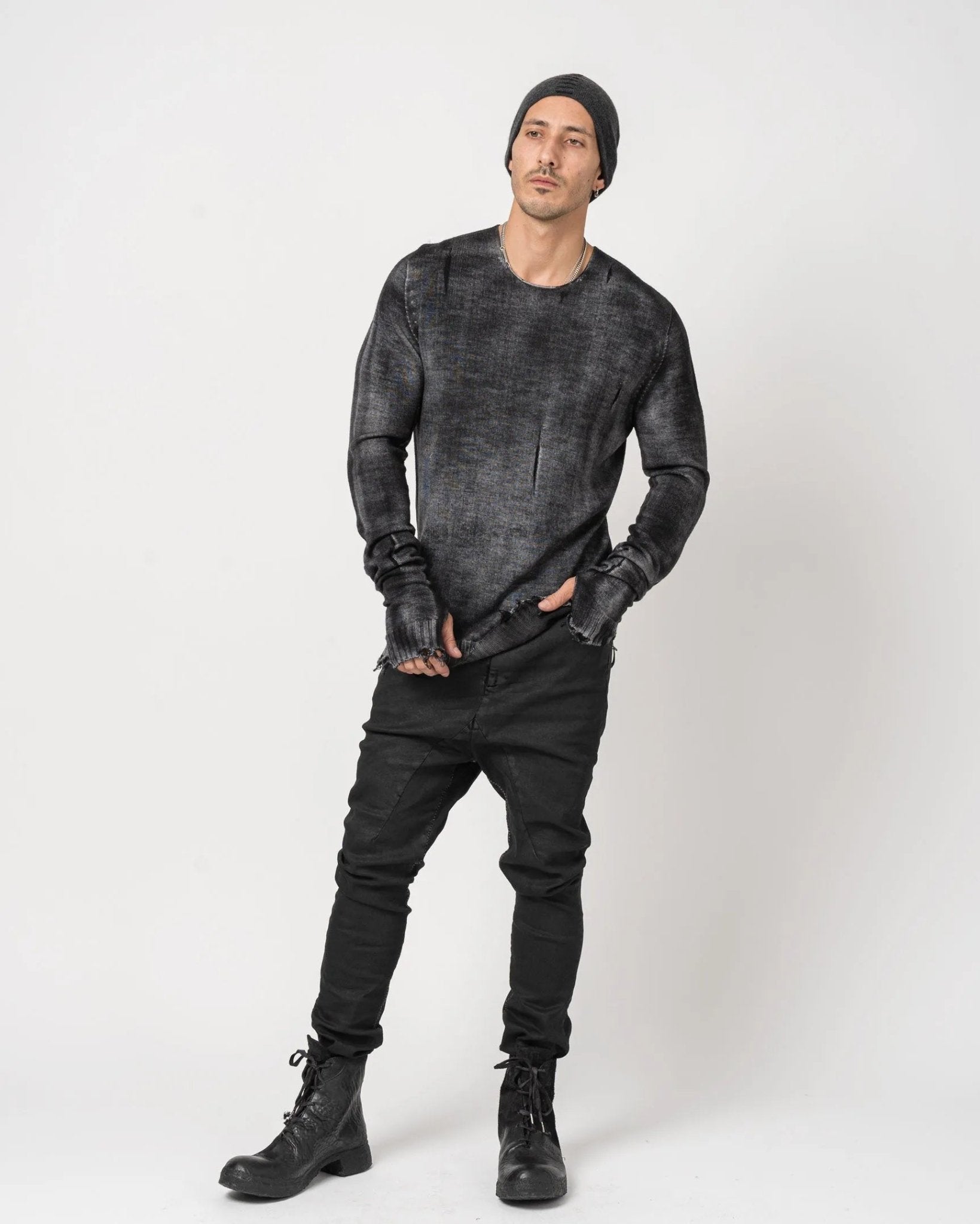 Distressed Wool Sweater - by MD75