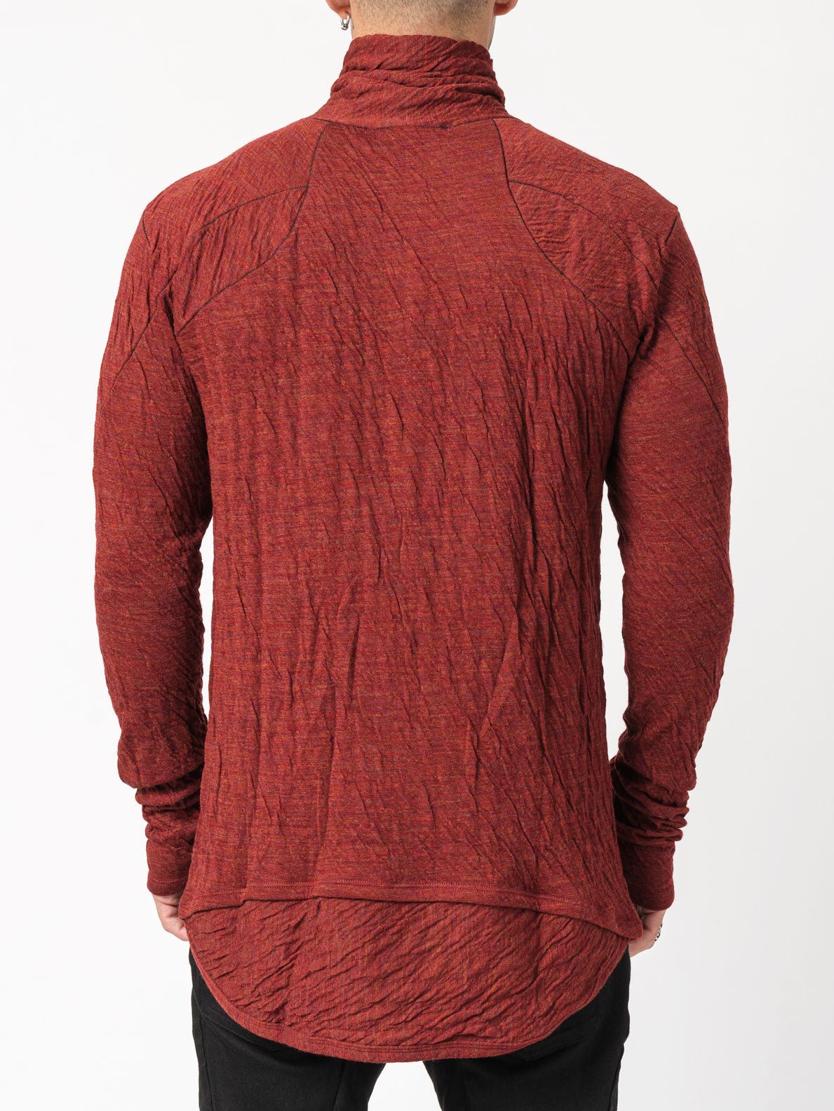 Double - Faced High - Neck Long Sleeve T-Shirt - by D.HYGEN