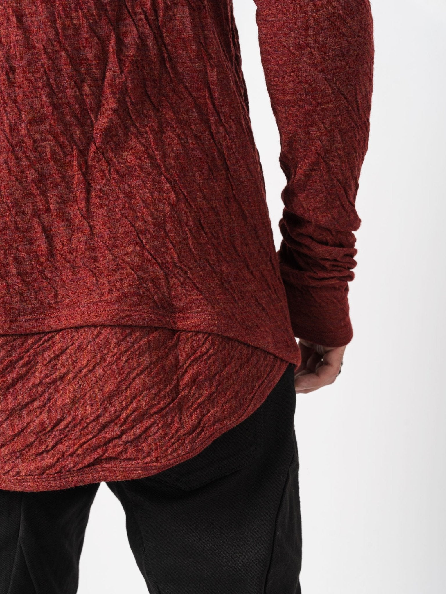 Double - Faced High - Neck Long Sleeve T-Shirt - by D.HYGEN