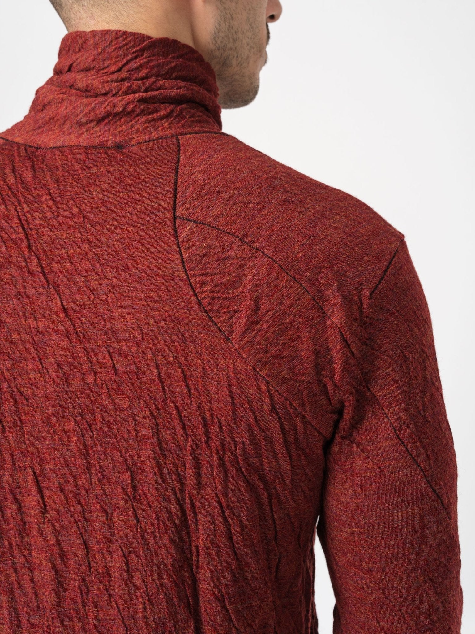 Double - Faced High - Neck Long Sleeve T-Shirt - by D.HYGEN