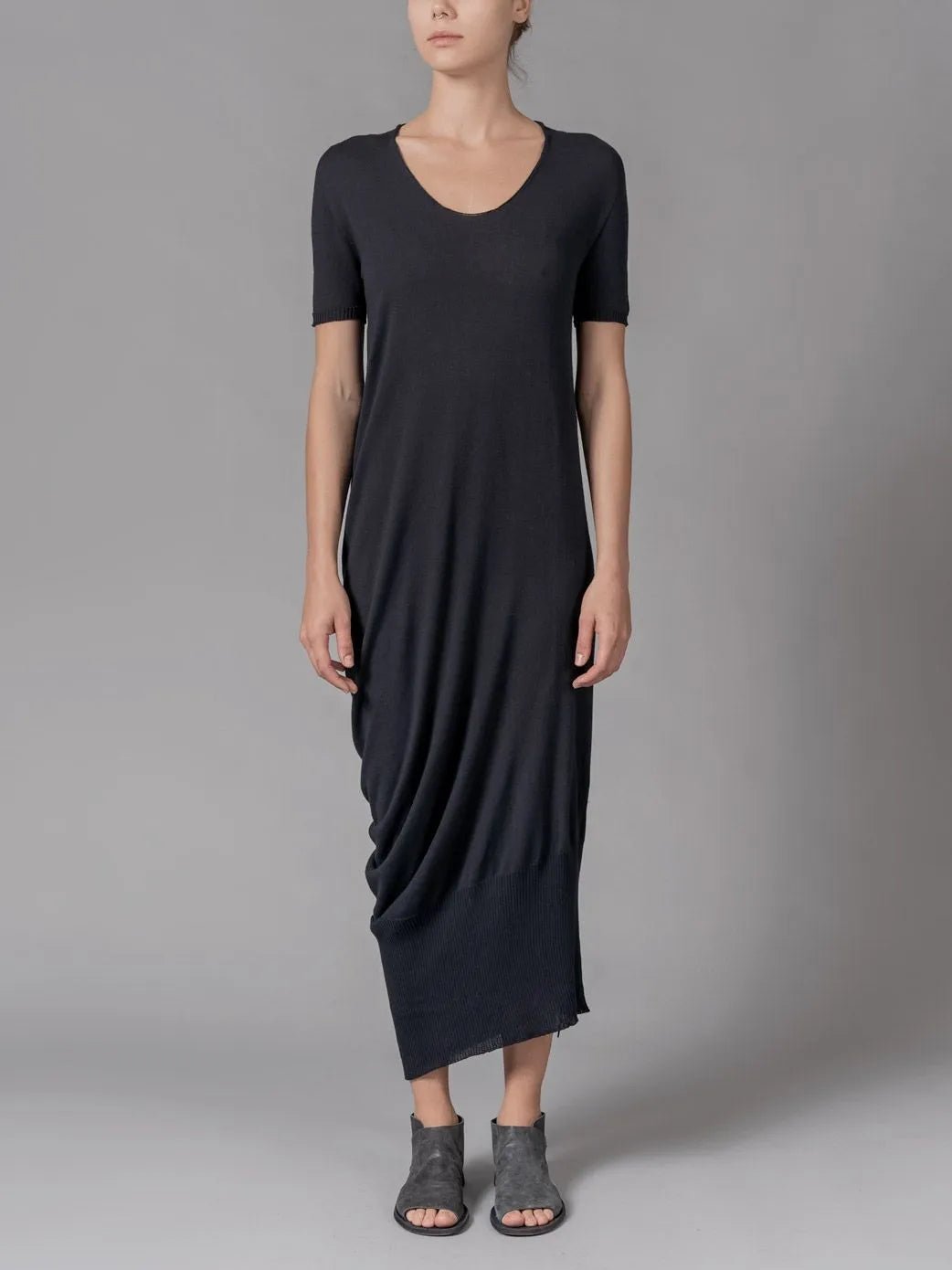 Asymmetric Draped Cotton Knit Dress by MD75