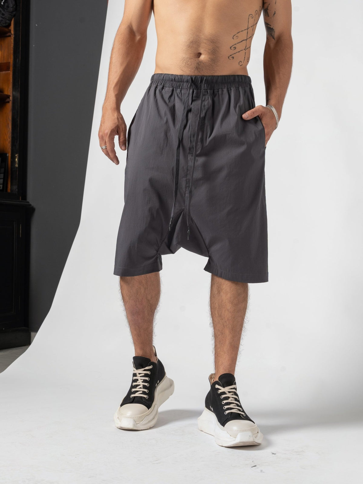 Drop-Crotch Cotton Shorts - by AITO
