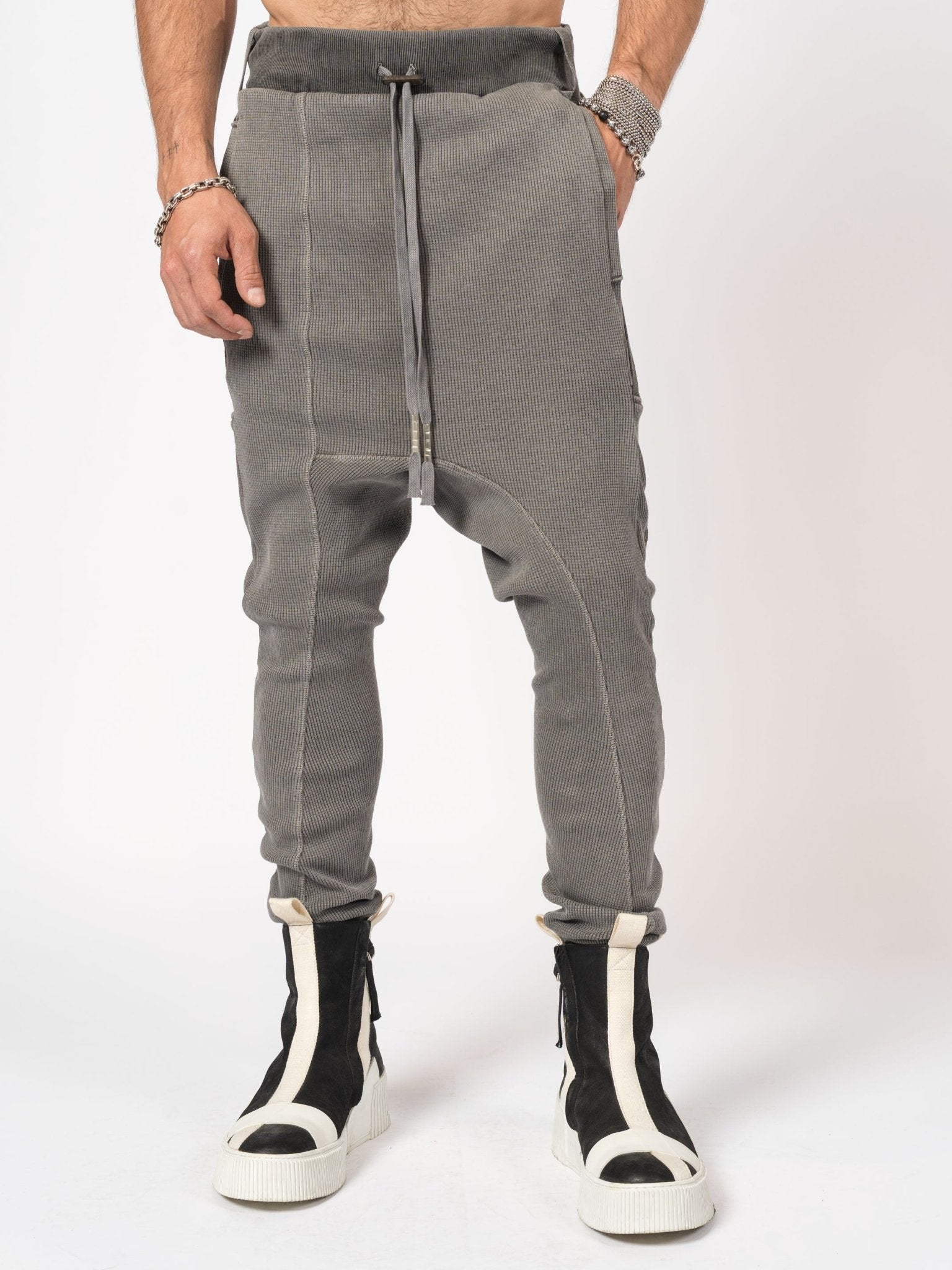 Dropped - Crotch Waffle Knit Jogger Pants - by BORIS BIDJAN SABERI