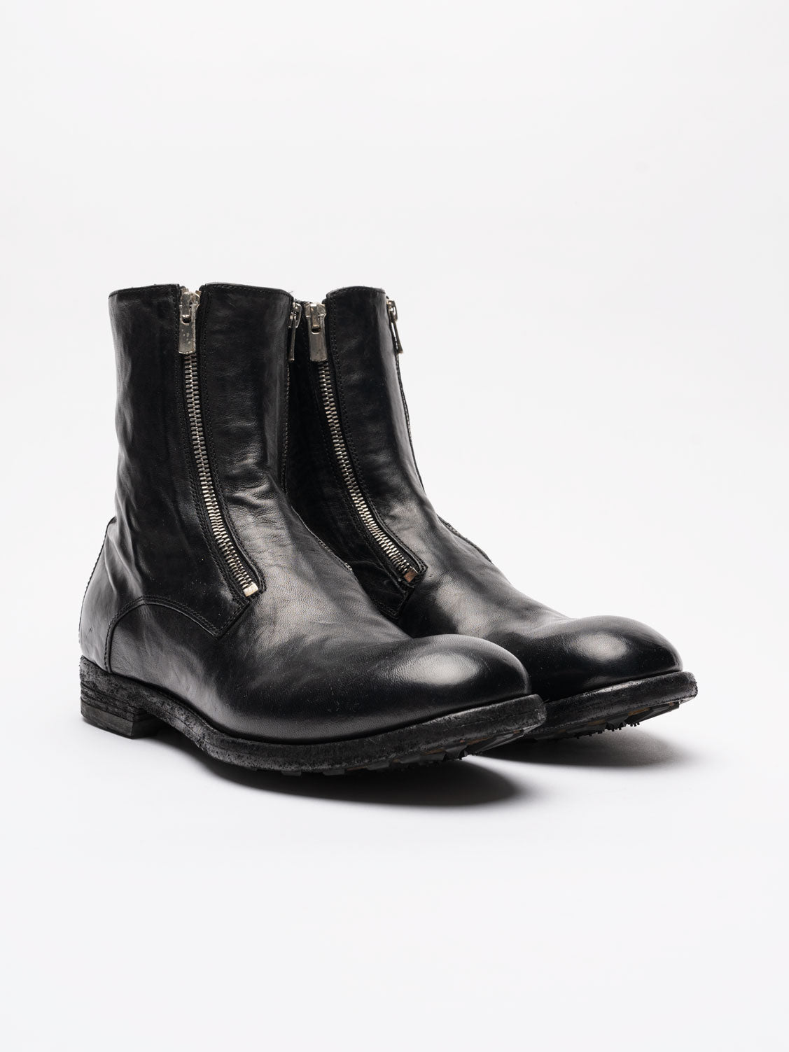Dual zip Leather Boots - by OFFICINE CREATIVE