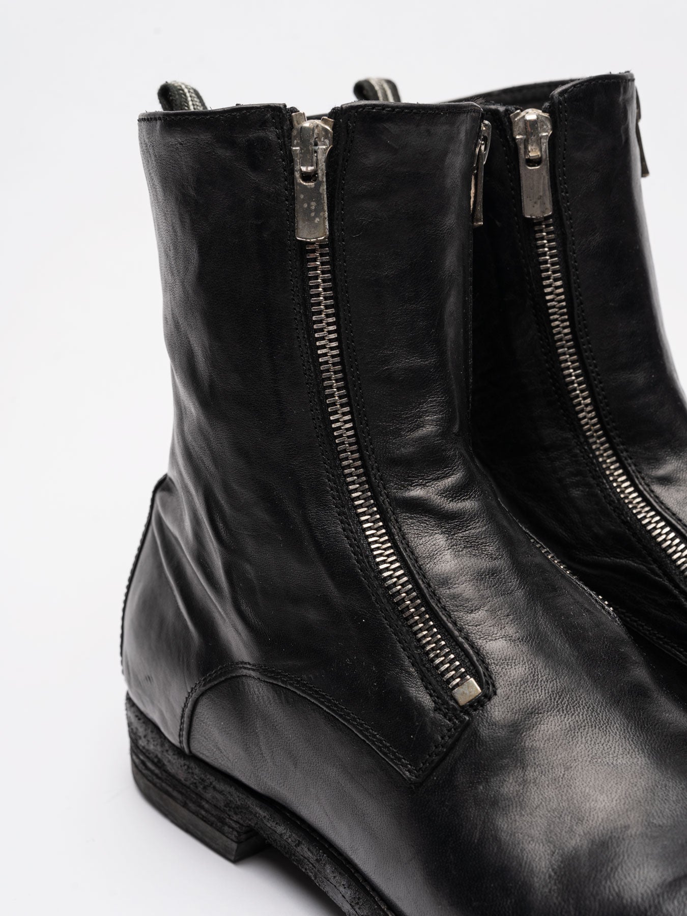 Dual zip Leather Boots - by OFFICINE CREATIVE