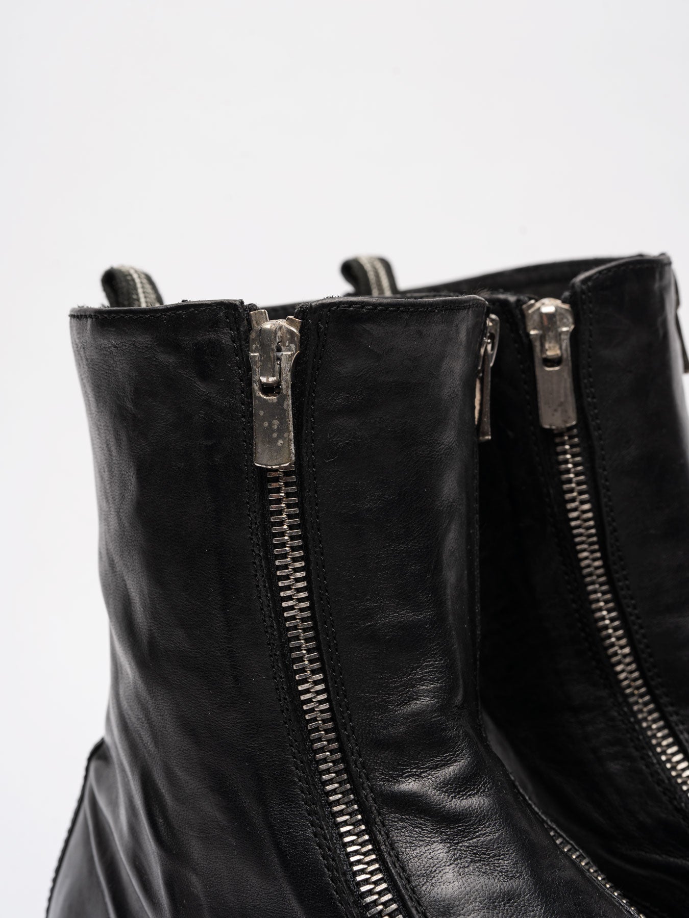 Dual zip Leather Boots - by OFFICINE CREATIVE