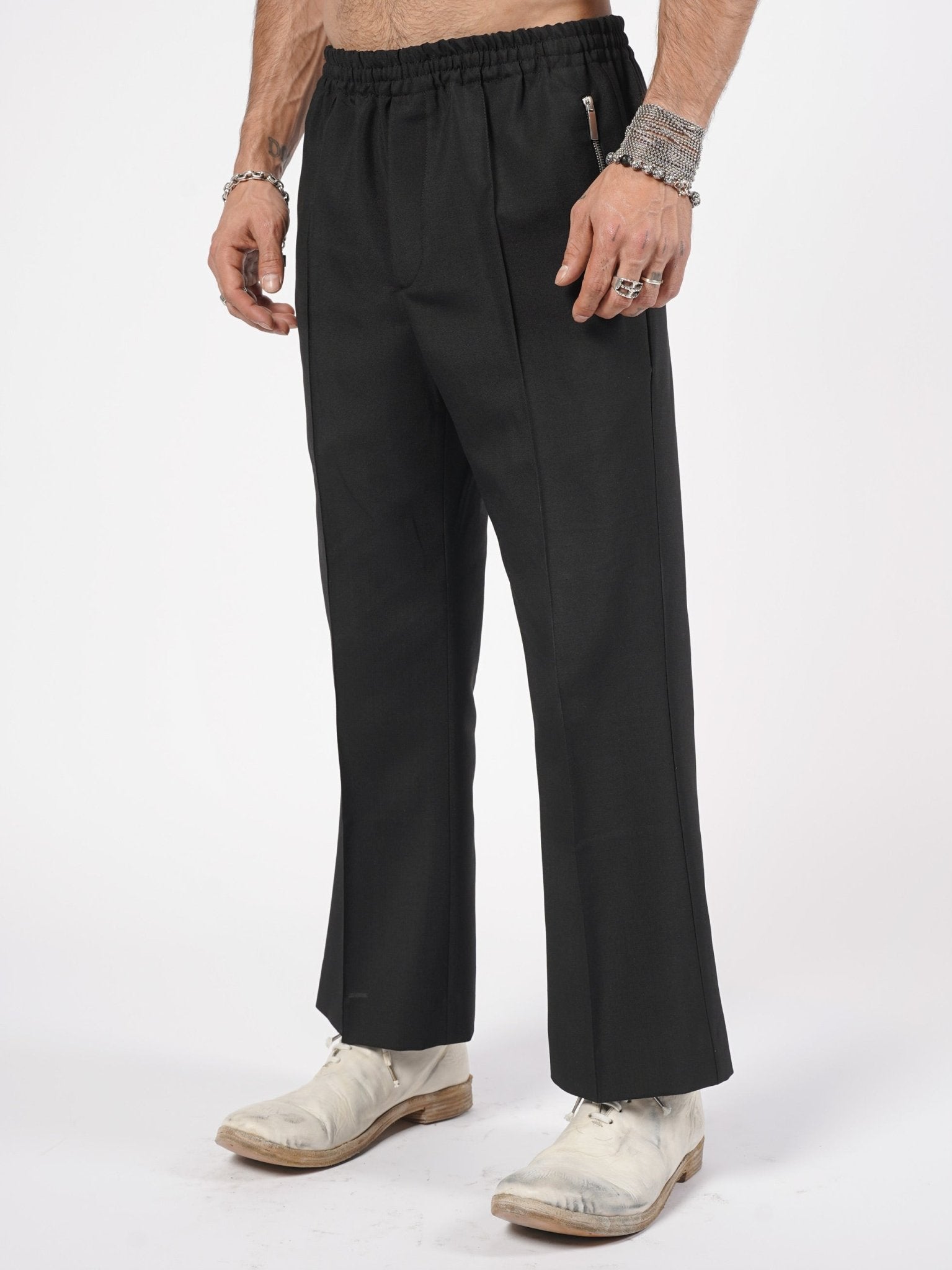 Elastic Waist Wool - Mohair Trousers - by SAPIO