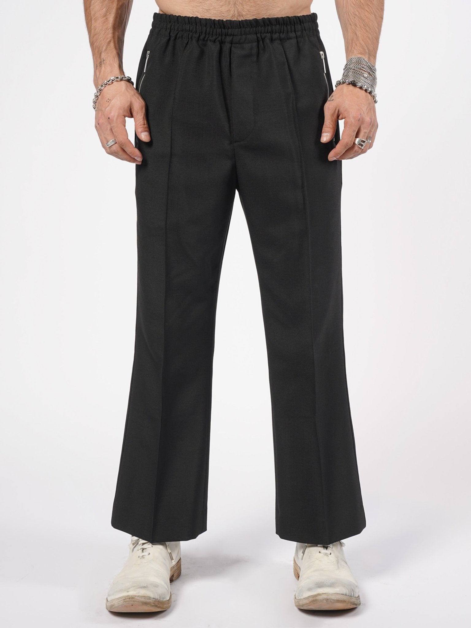 Elastic Waist Wool - Mohair Trousers - by SAPIO