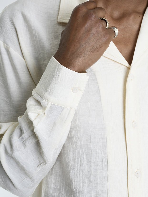 Embossed Rayon Open - Collar Shirt - by LA HAINE INSIDE US