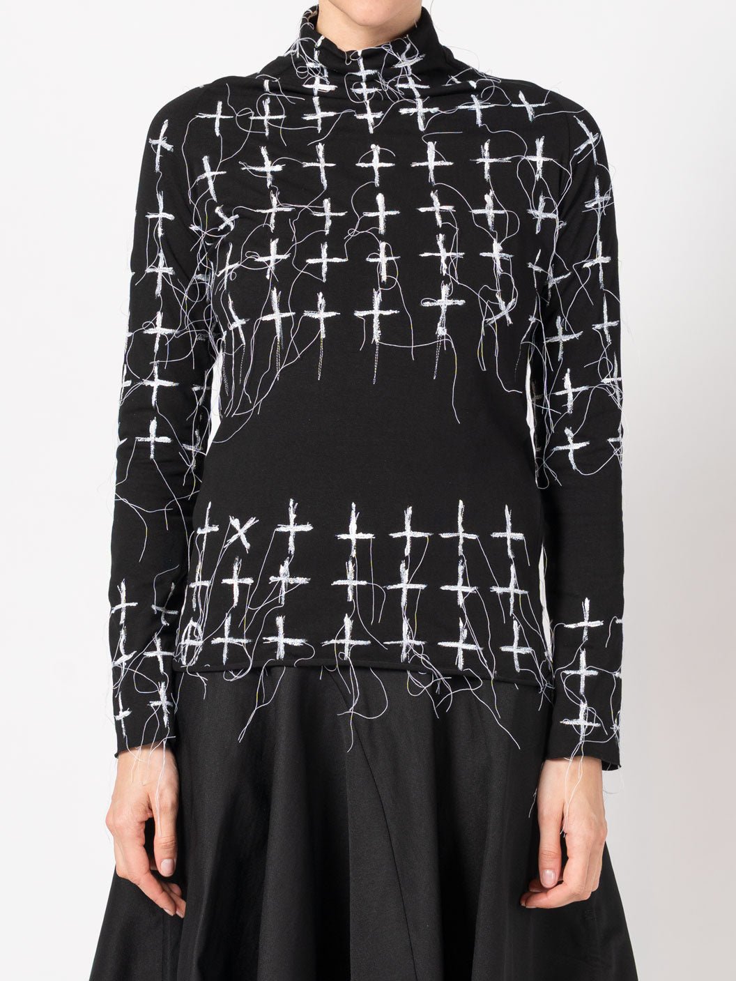 Embroidered High - Neck Top - by 139DEC