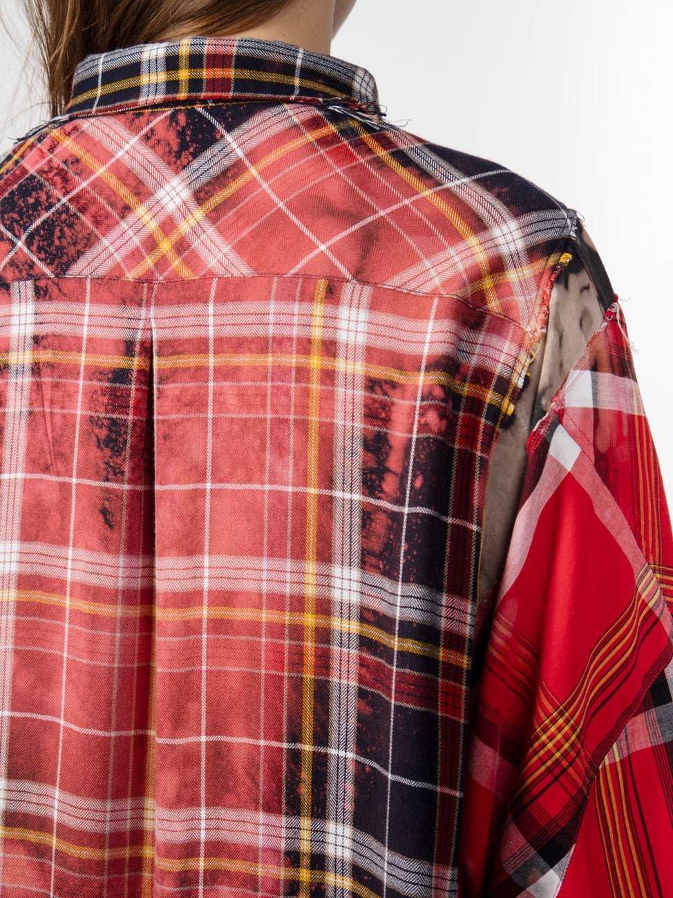 Extended Patchwork Flannel Shirt - by OSHKO