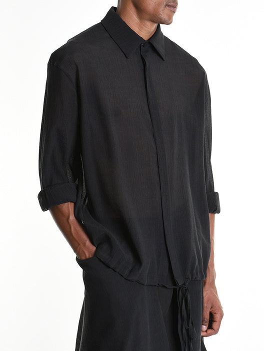 Drawstring Hem Oversized Shirt