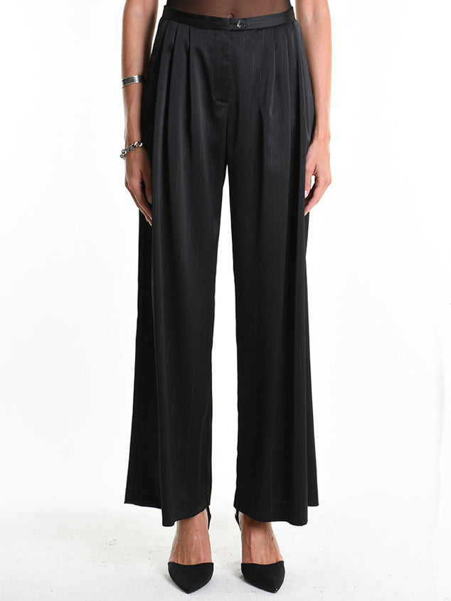 Pinstripe Satin Palazzo Trousers
