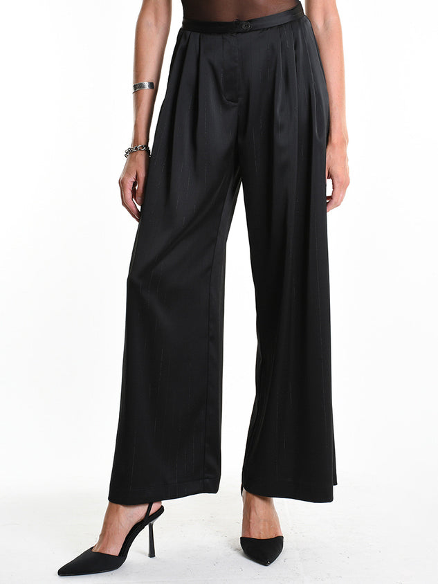 Pinstripe Satin Palazzo Trousers