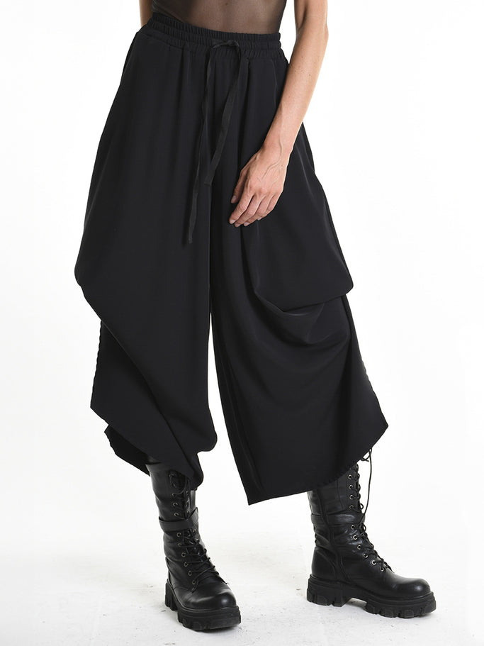 Asymmetric Trousers with Drawstring