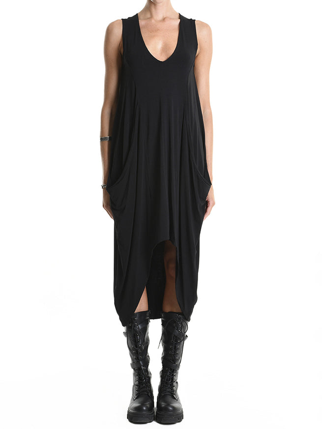 Asymmetric Dress with Side Pockets