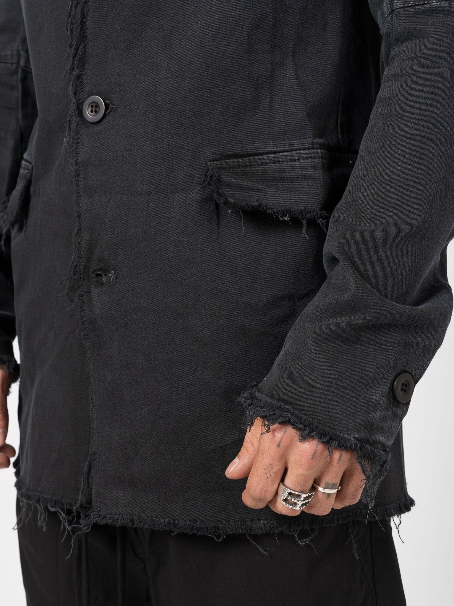 Frayed Edge Cotton Blazer - by AITO