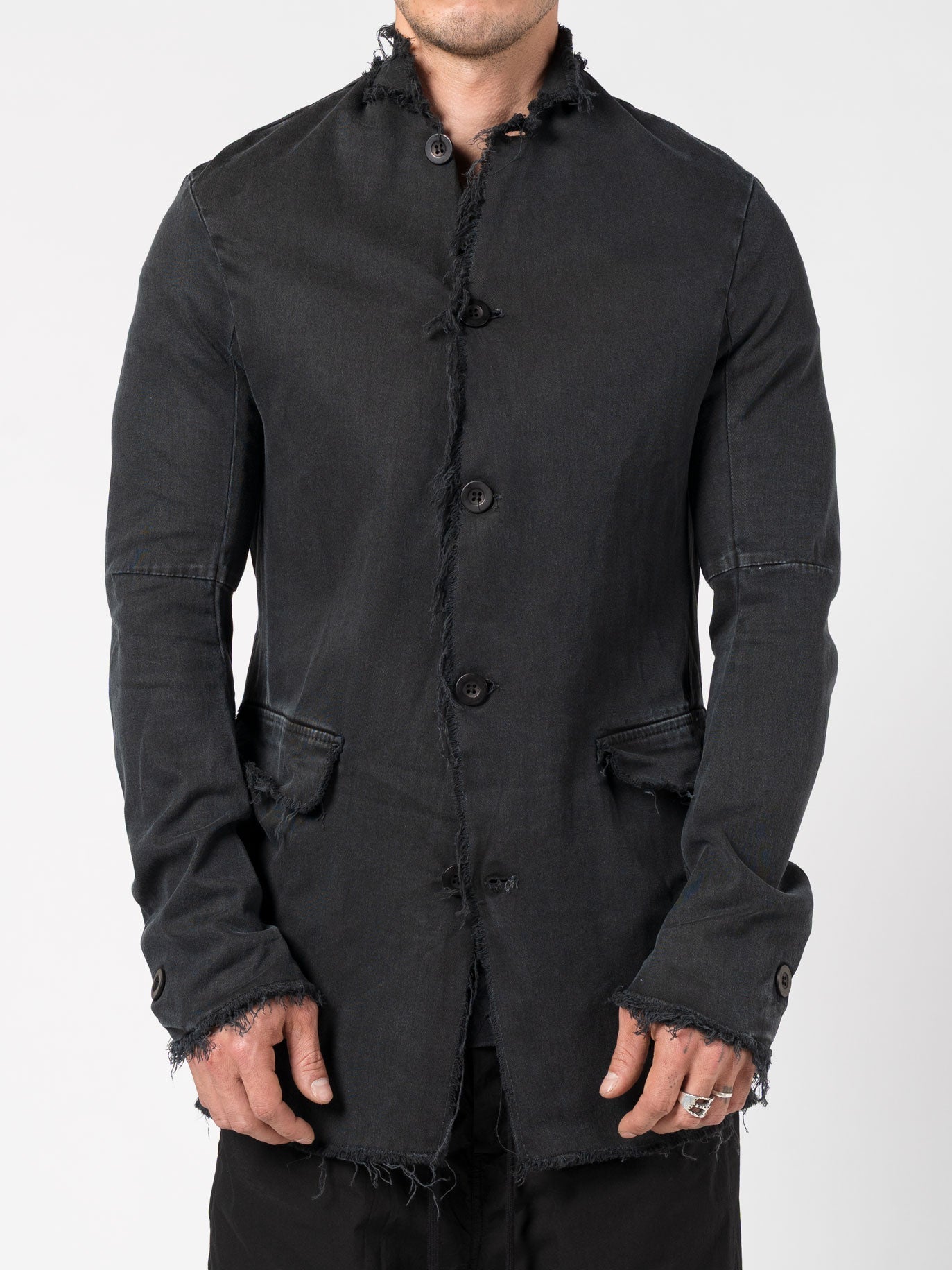 Frayed Edge Cotton Blazer - by AITO