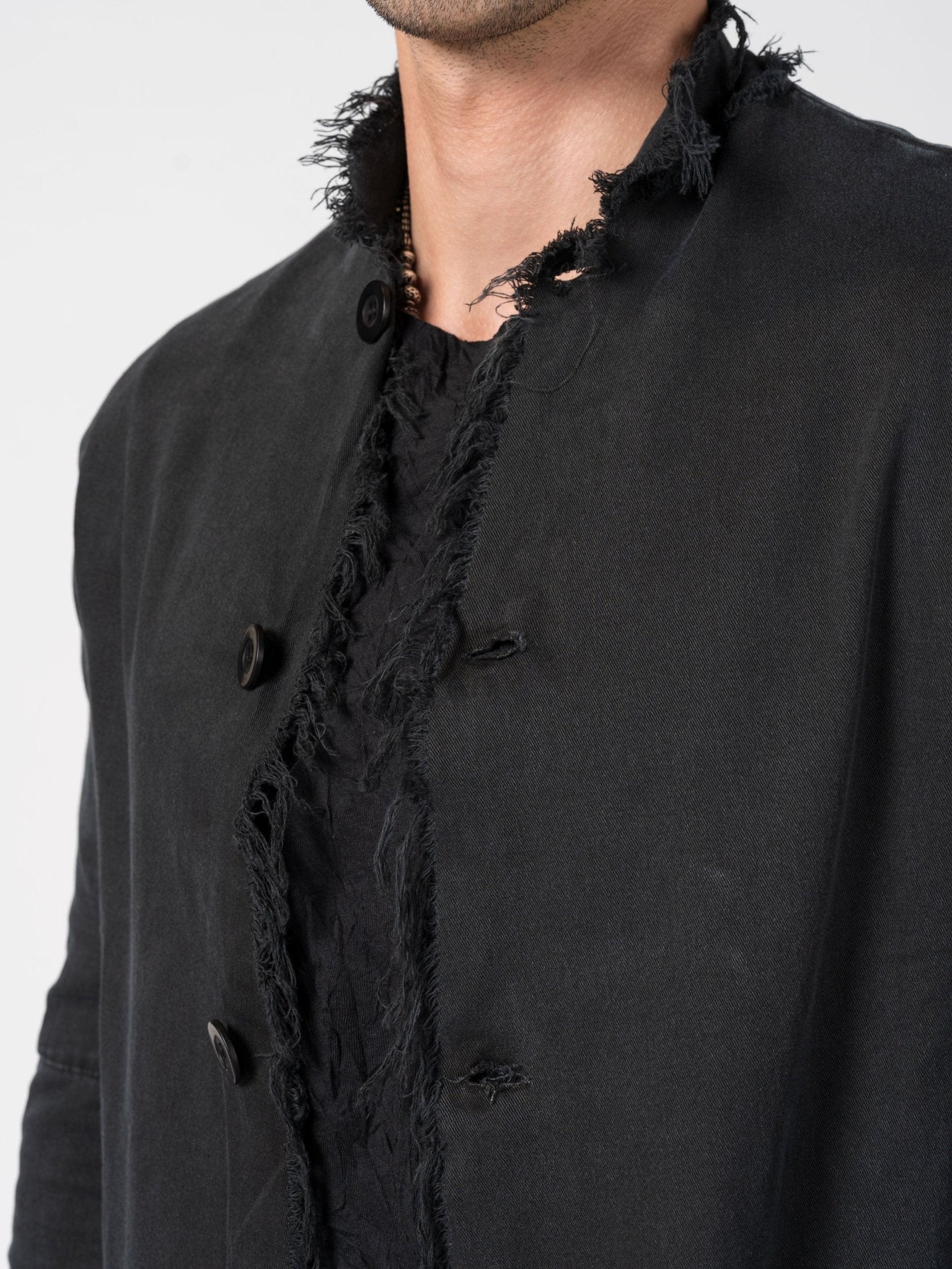 Frayed Edge Cotton Blazer - by AITO