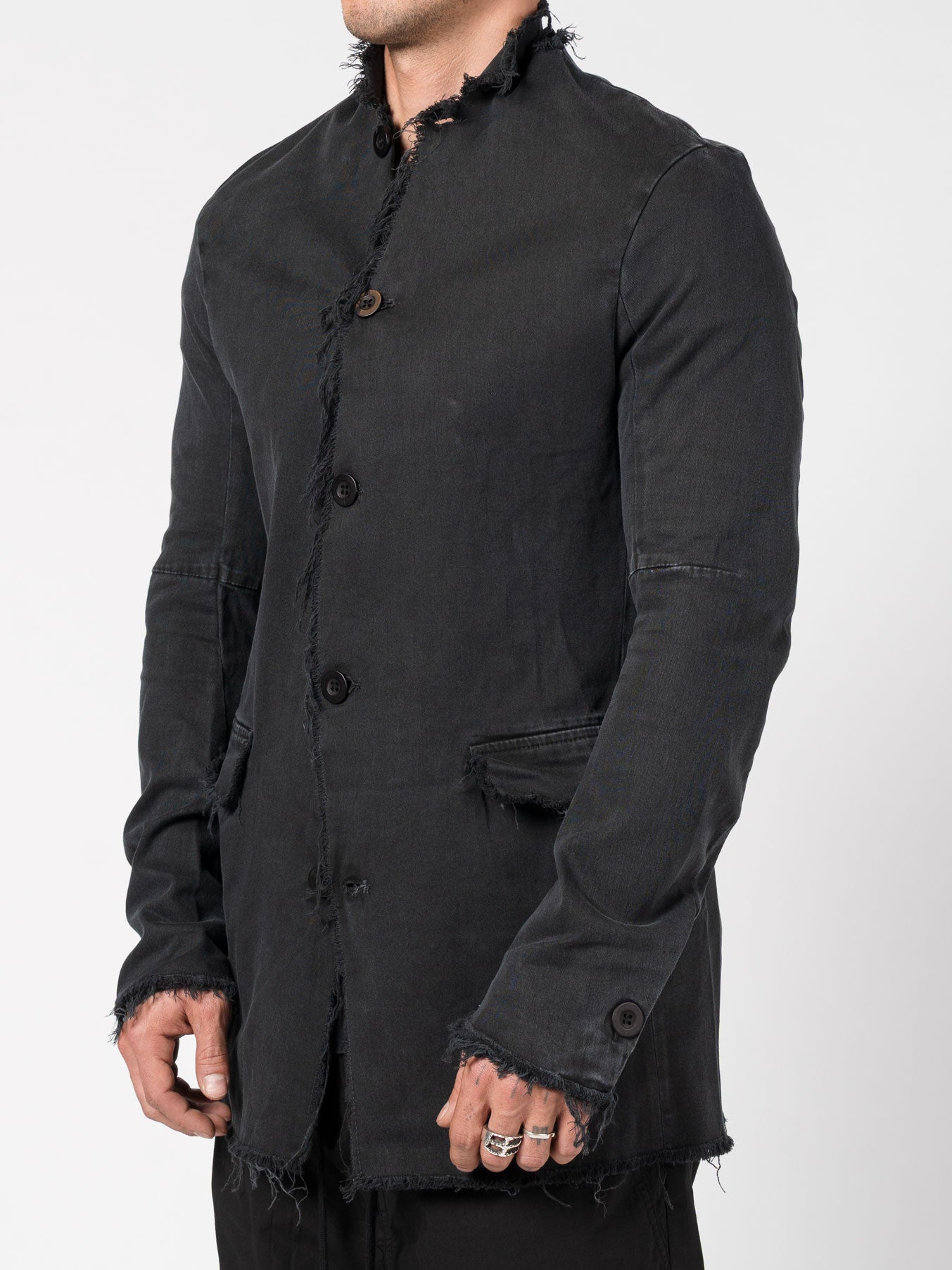 Frayed Edge Cotton Blazer - by AITO