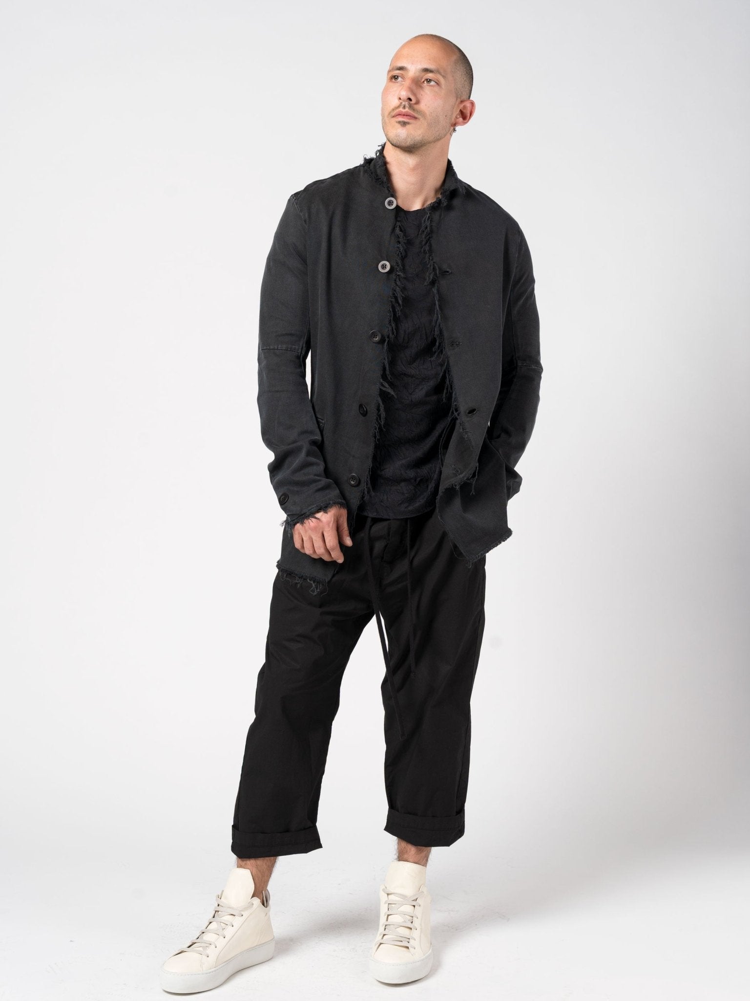 Frayed Edge Cotton Blazer - by AITO