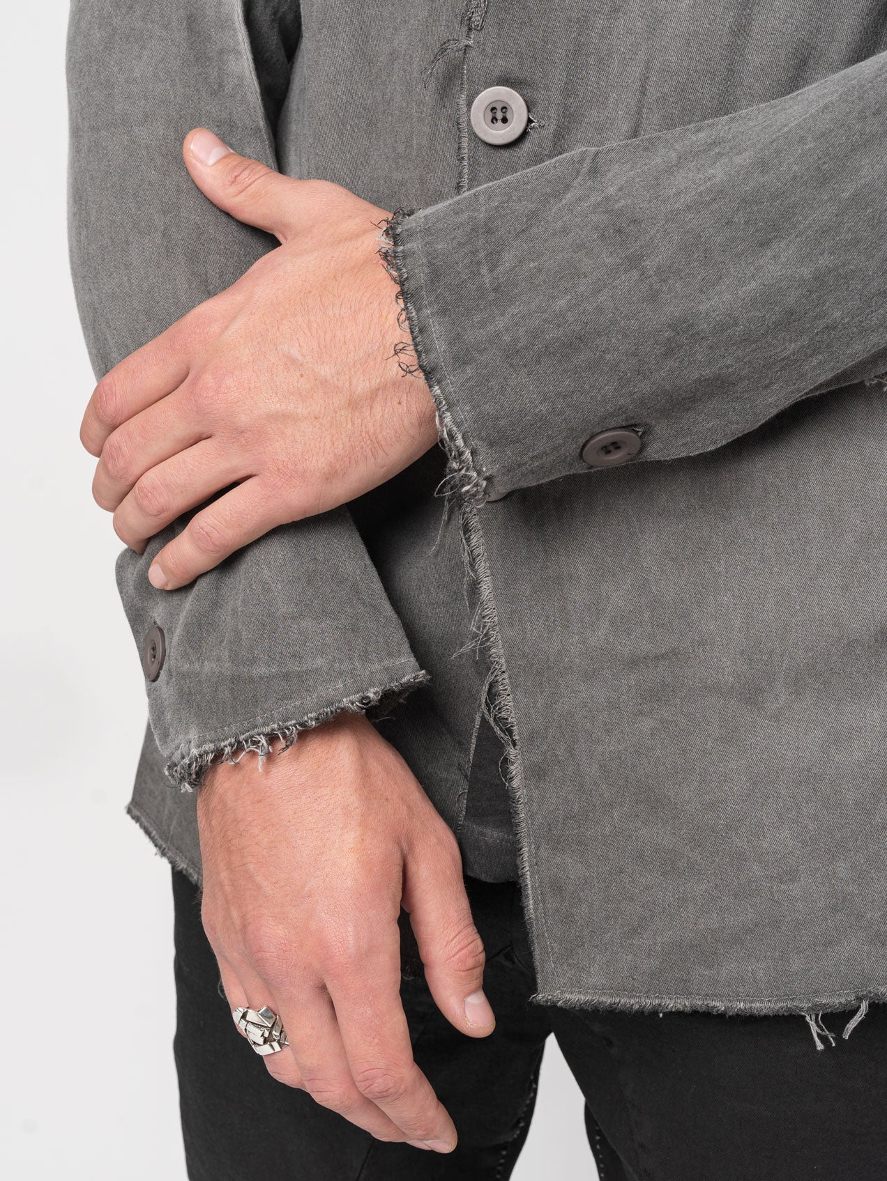 Frayed Edge Cotton Blazer - by AITO