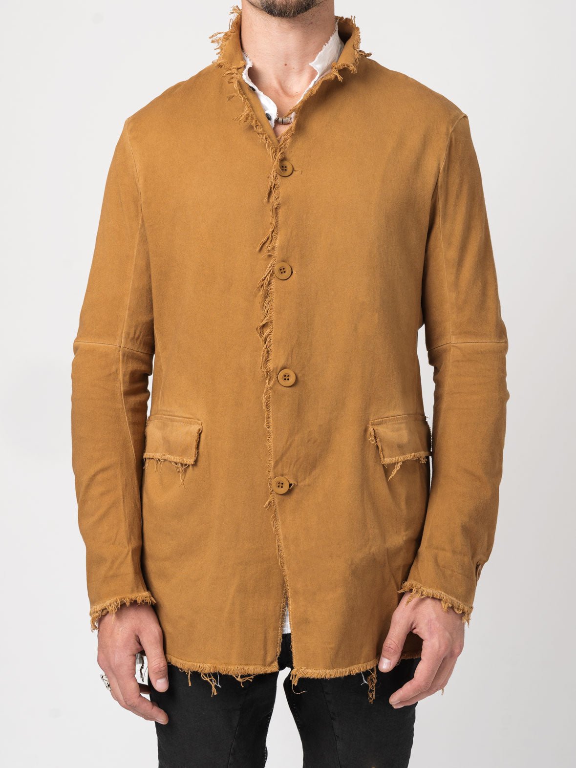 Frayed Edge Cotton Blazer - by AITO