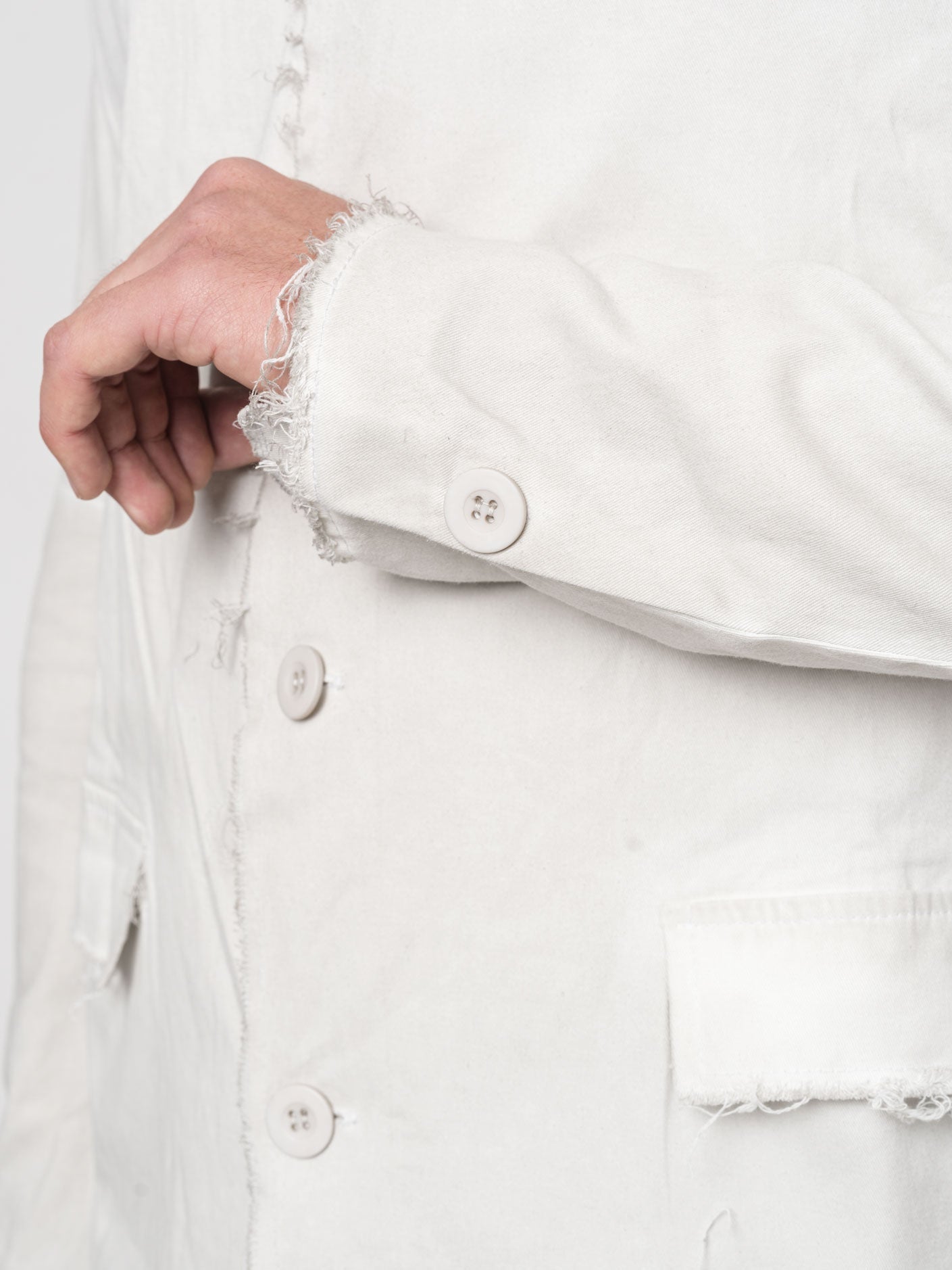 Frayed Edge Cotton Blazer - by AITO