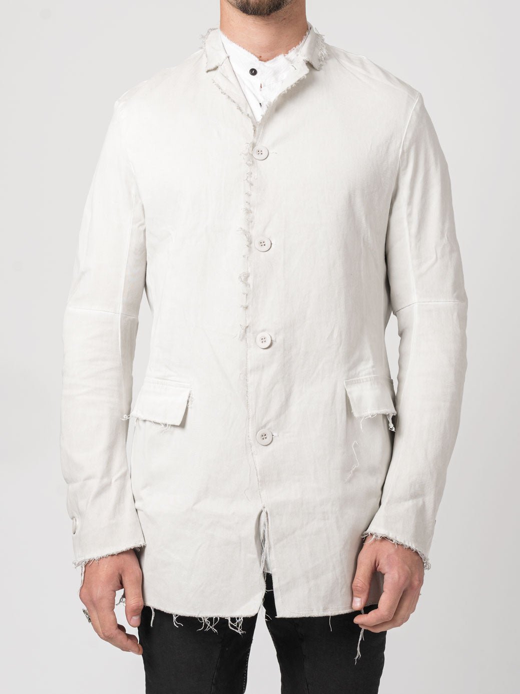 Frayed Edge Cotton Blazer - by AITO