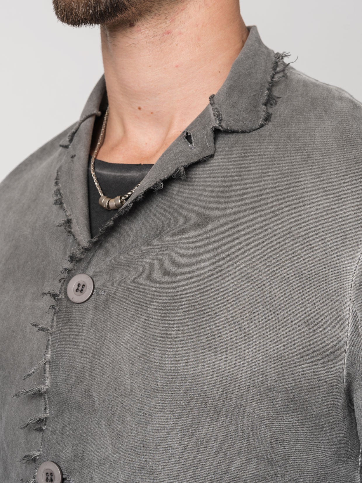 Frayed Edge Cotton Blazer - by AITO