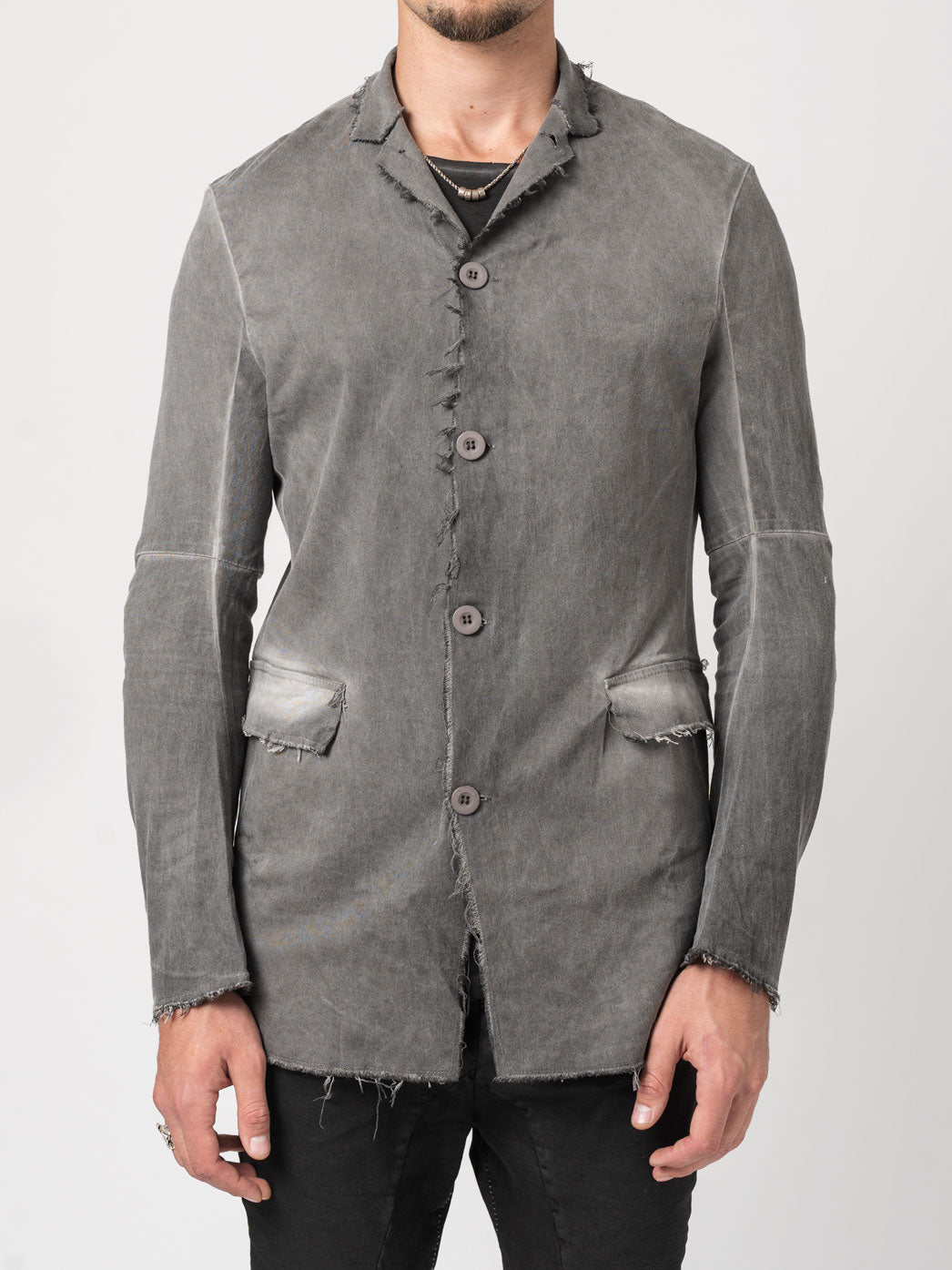 Frayed Edge Cotton Blazer - by AITO