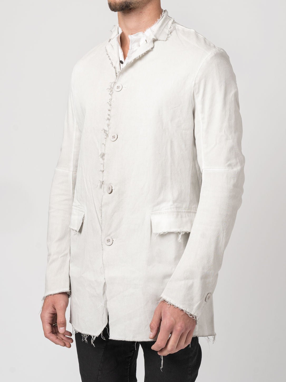 Frayed Edge Cotton Blazer - by AITO
